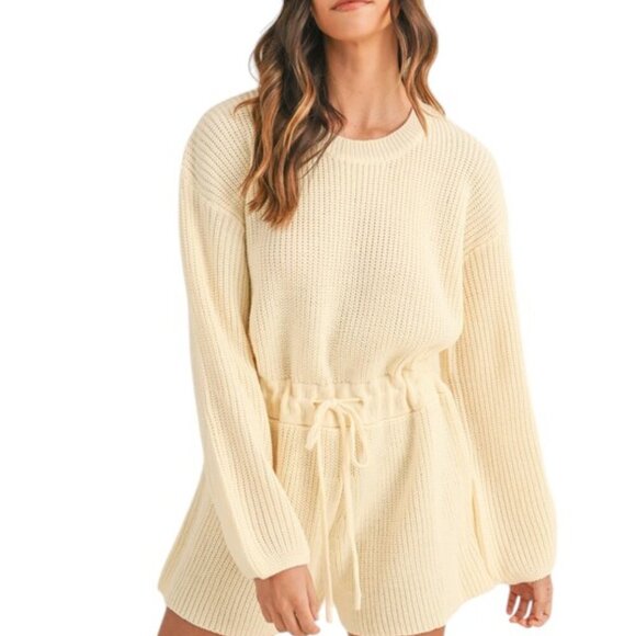 Yellow Spring Ribbed Sweater Romper - Picture 2 of 10